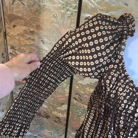 FREE PEOPLE STAR DIP TUERED SMOCKED BUTTON FRONT COTTEN MINI DRESS SP - Picture 9 of 14